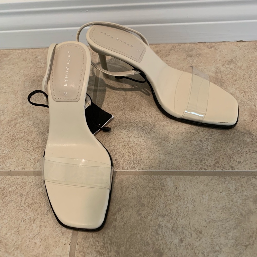 Zara Vinyl Strap Heeled Sandals